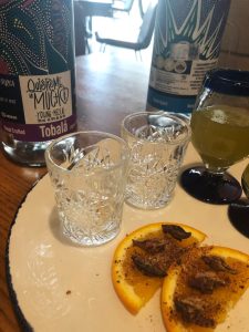 Mezcal, verdita and grasshoppers at Casi Cielo