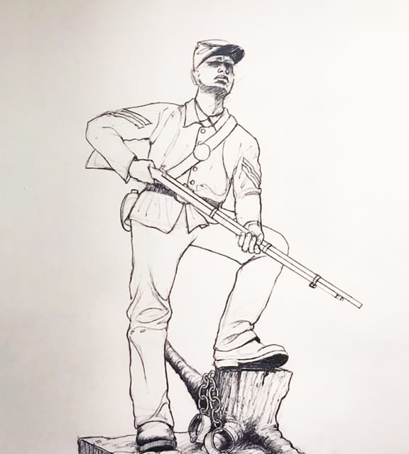 WWII German Soldier Artillery Combat Art Sketch Drawing World War II Era  Relic | eBay