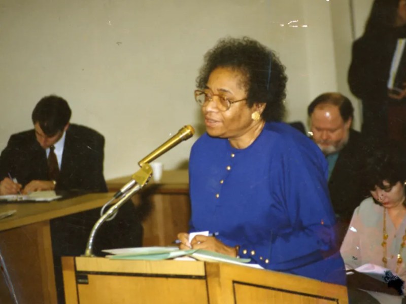 Dr. Tommie Brown speaking before the Tennessee State Legislature (photo undated). Photo courtesy of University of Tennessee at Chattanooga Special Collections.