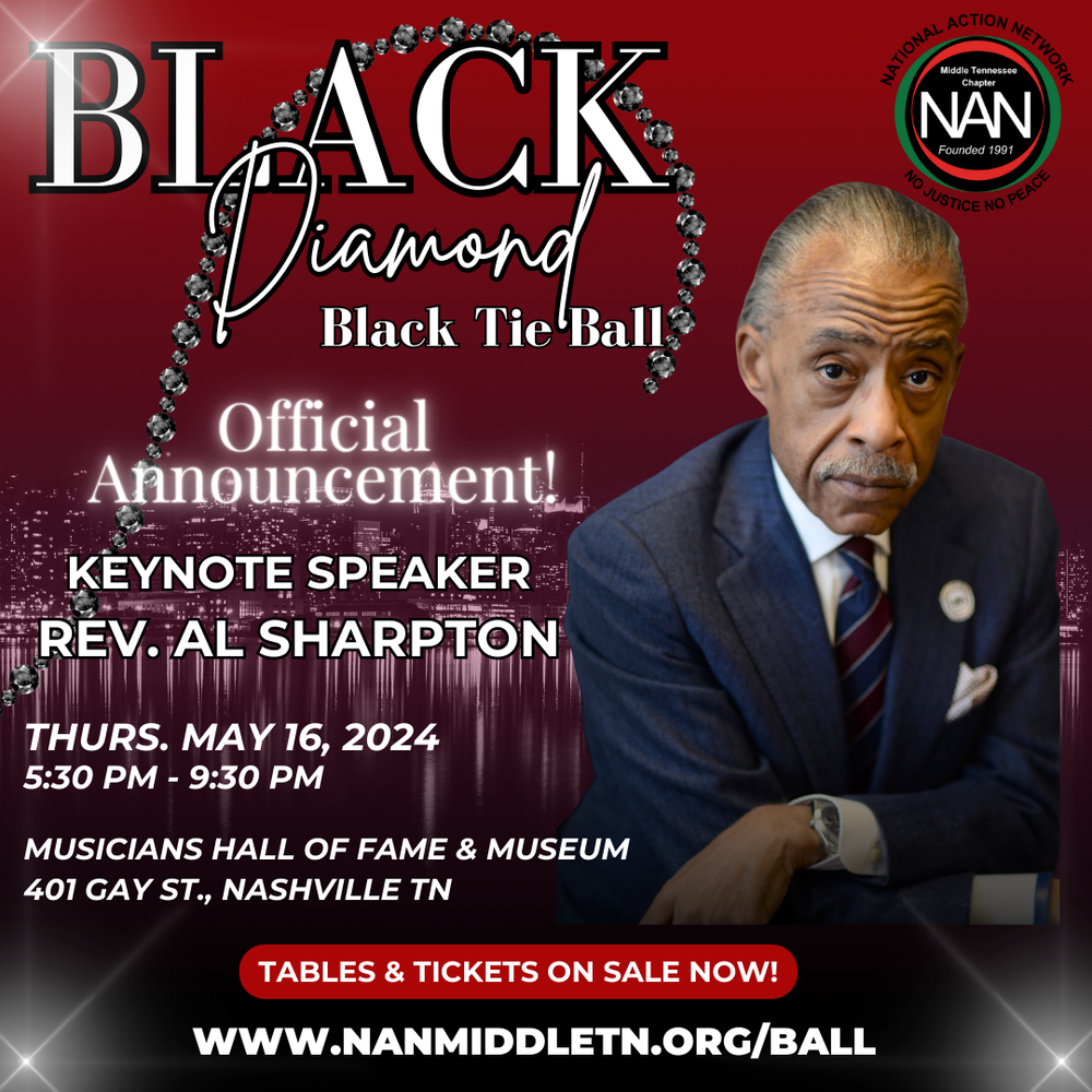 Al Sharpton will give Keynote Address for the Middle TN NAN “Black Diamond” Ball