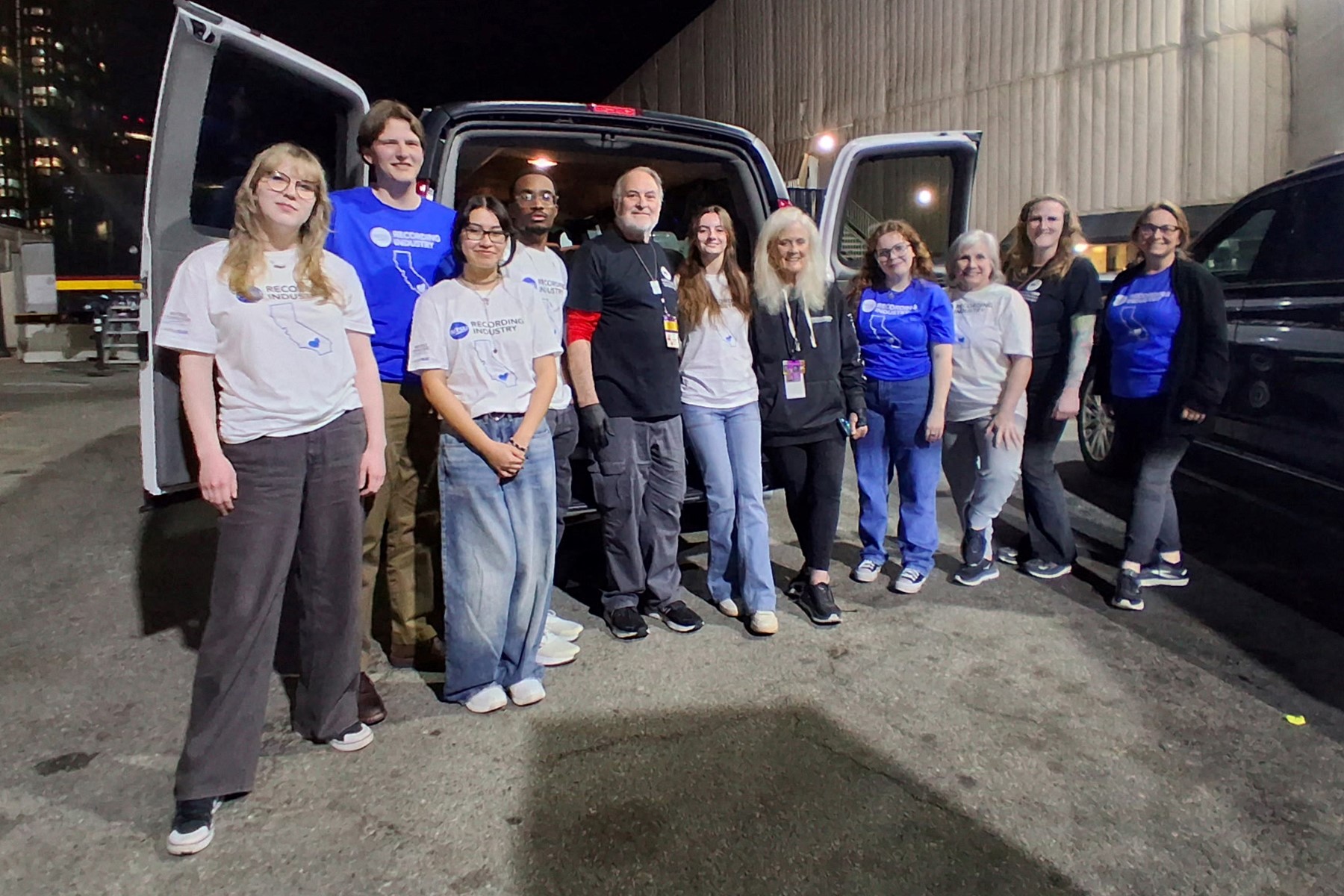 Several College of Media and Entertainment students and faculty chaperones from Middle Tennessee State University in Murfreesboro, Tenn., pose with other volunteers early Sunday, Feb. 2, in Los Angeles with Musically Fed, which works with artists, promoters, management and venues nationwide to donate unused backstage and event meals to community organizations that feed people facing homelessness, hunger and food insecurity. Students picked up from legendary music promoter Clive Davis' pre-Grammy party. (Submitted photo)