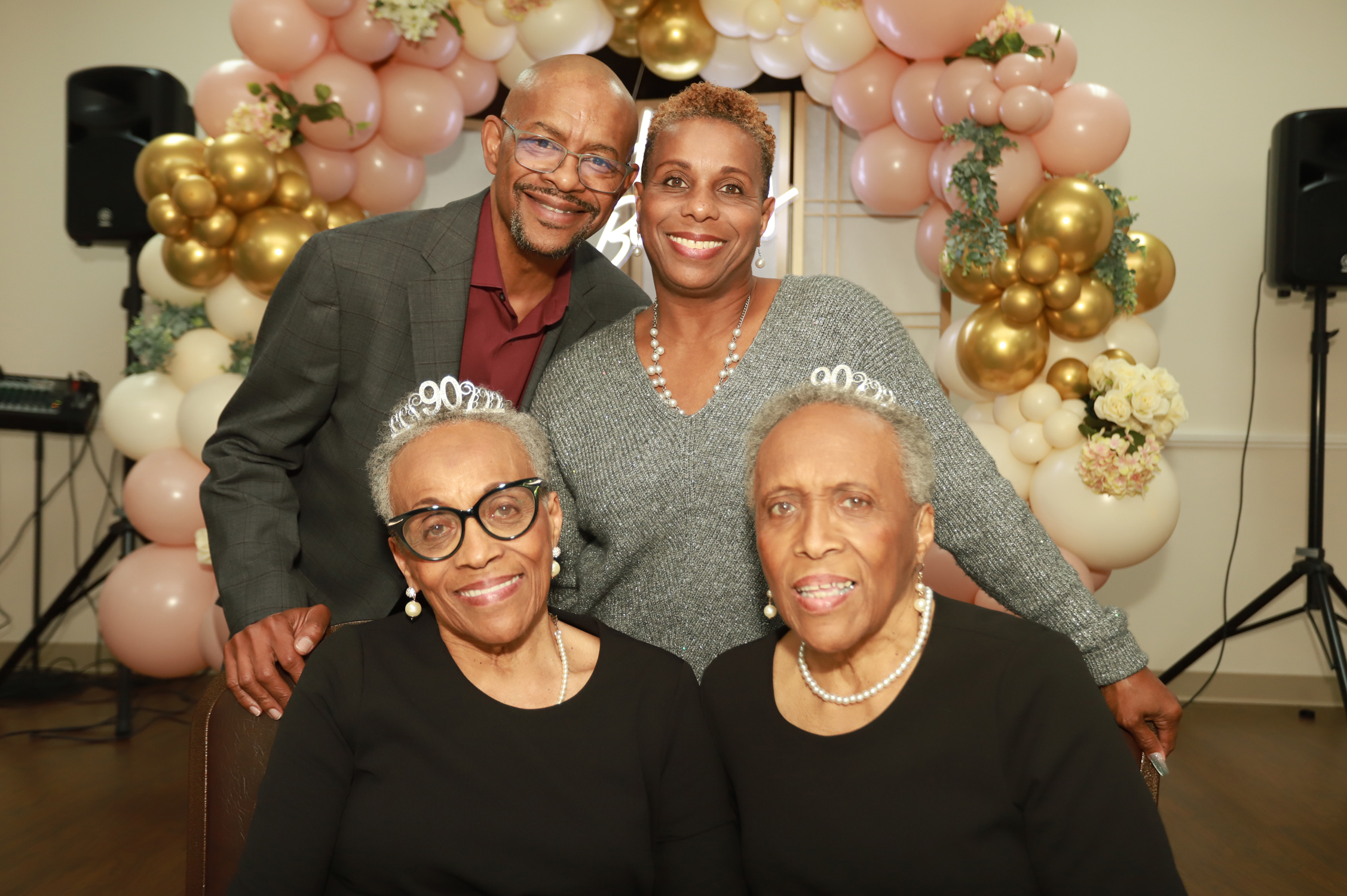 Back row, left to right: Evelyn’s son, Chaplain Stephen Lee and daughter-in-love Tracy Lee and the twins Evelyn Lee and Wynetta Smith