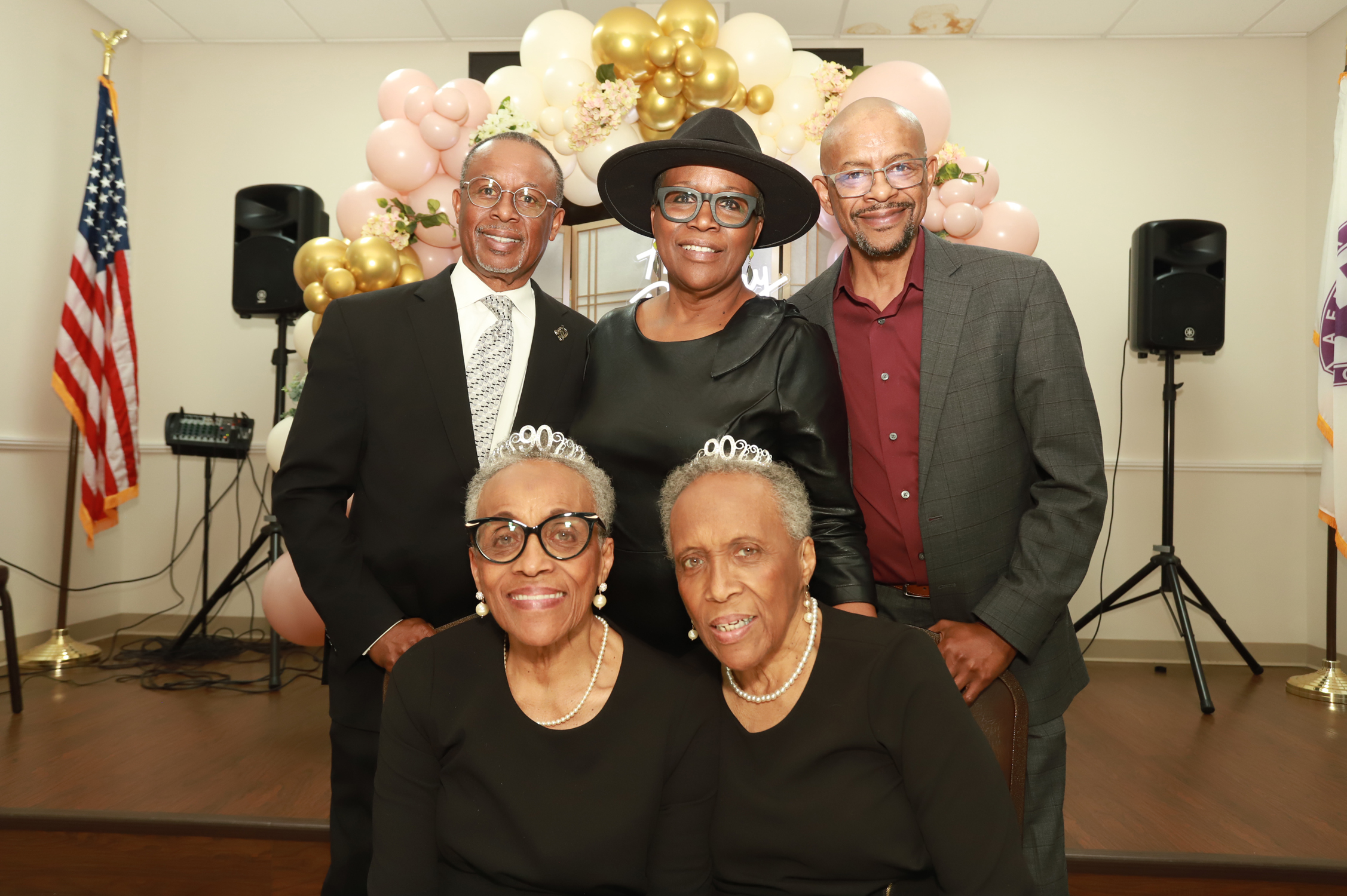 Left to right: Three of Evelyn’s children: Michael Lee, Jerrilyn Arnell, Chaplain Stephen Lee, and the twins Evelyn Lee and Wyetta Smith