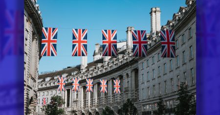 Union Jacks on Regent Street for the Queen's Platinum Jubilee