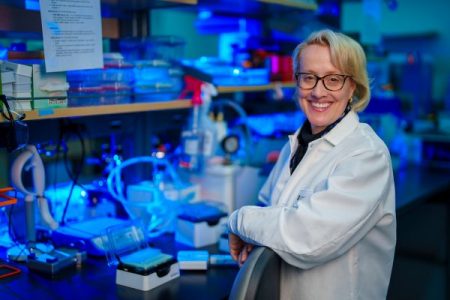 Carrie. K Jones at a Warren Center lab Photo: Harrison McClary/Vanderbilt University