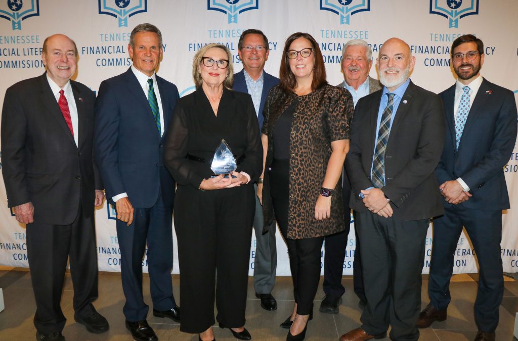 L to R: Treasurer Lillard, Governor Bill Lee, TriStar Bank Senior Vice President Ann Petty, House Speaker Cameron Sexton, TriStar Bank Chief Financial Officer Kelley McCall, Lt. Gov. Randy McNally, The King's Daughters' School Senior Director of Programs John Griffin, TNFLC Director Bill Parker.