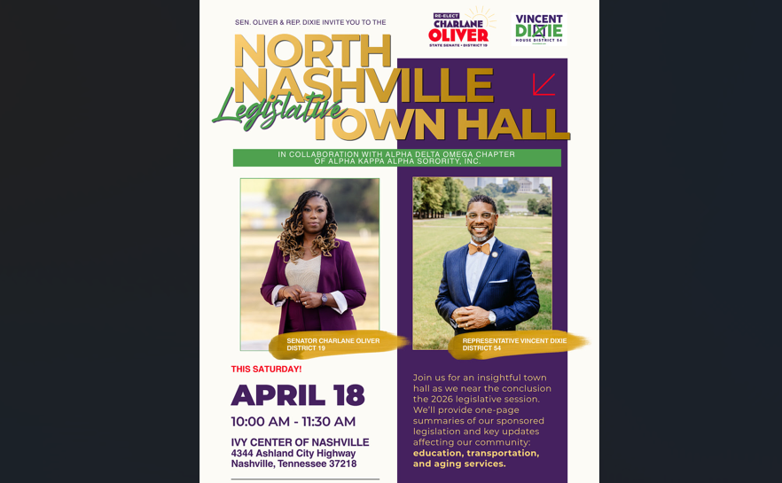 Oliver, Dixie to Hold North Nashville Town Hall Saturday