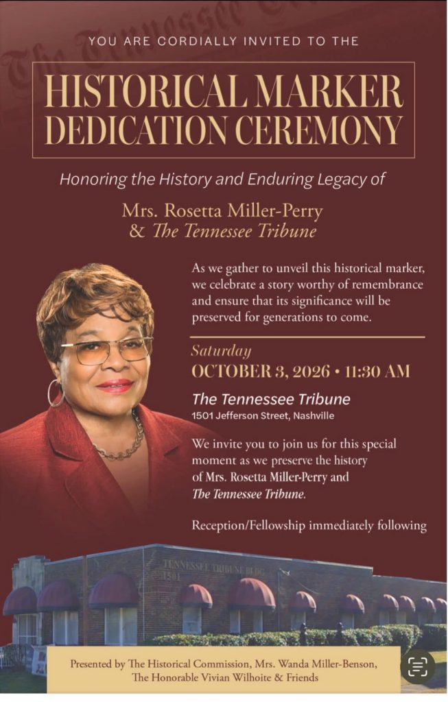 Historical Marker to Honor Rosetta Miller-Perry and The Tennessee Tribune